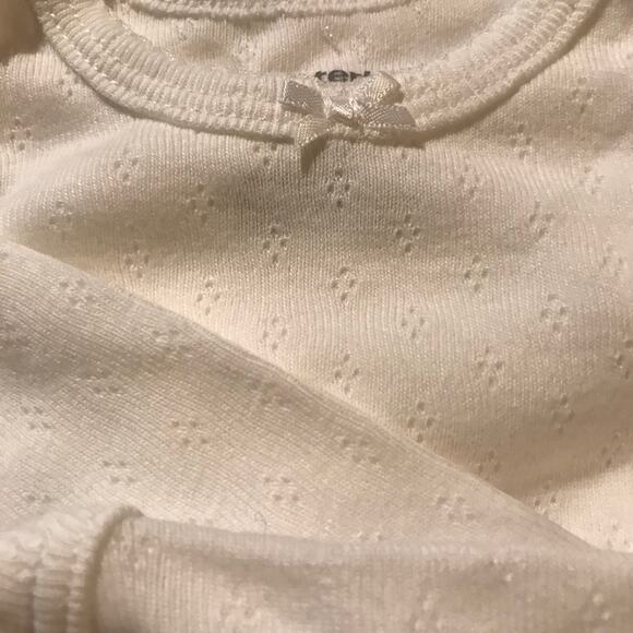 NWT Carter’s Set of 3 White Girl's Long Sleeve Bodysuits (3 Months) - Picture 7 of 16
